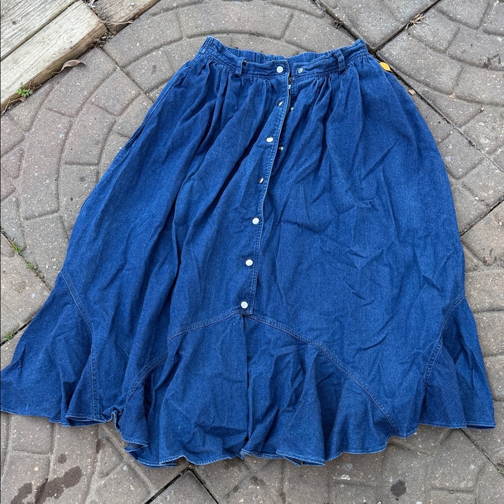 Elegant Blue A-Line Denim Skirt